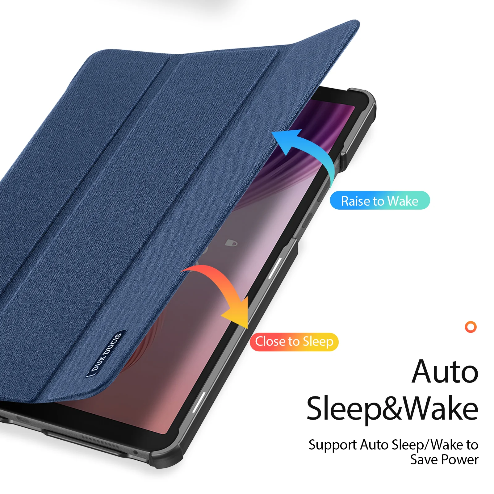 For Lenovo Tab K9 Case DUX DUCIS Domo Series Tri-fold Stand PU Leather Protective Tablet Cover - Blue - Image 6