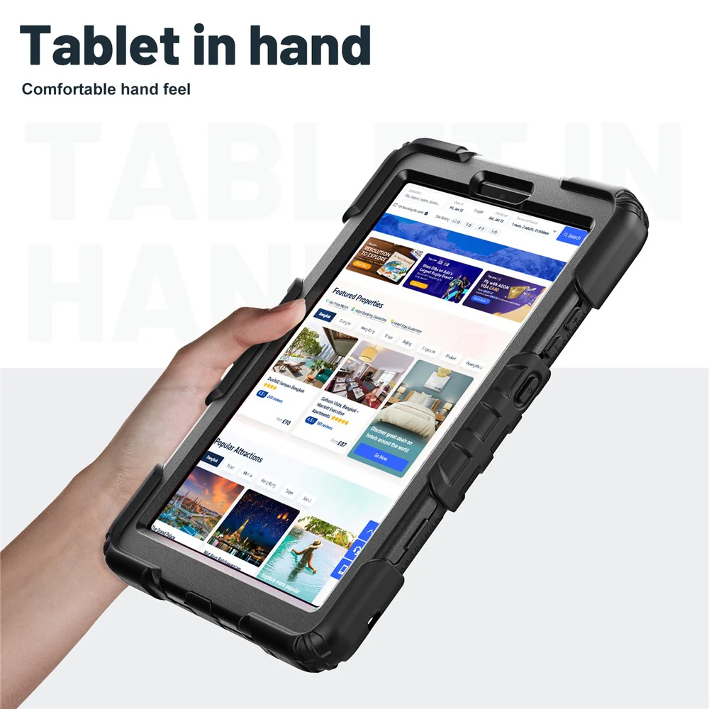 For Lenovo Tab K9 Case Kickstand PC + Silicone Shockproof Tablet Cover - Black - Image 4