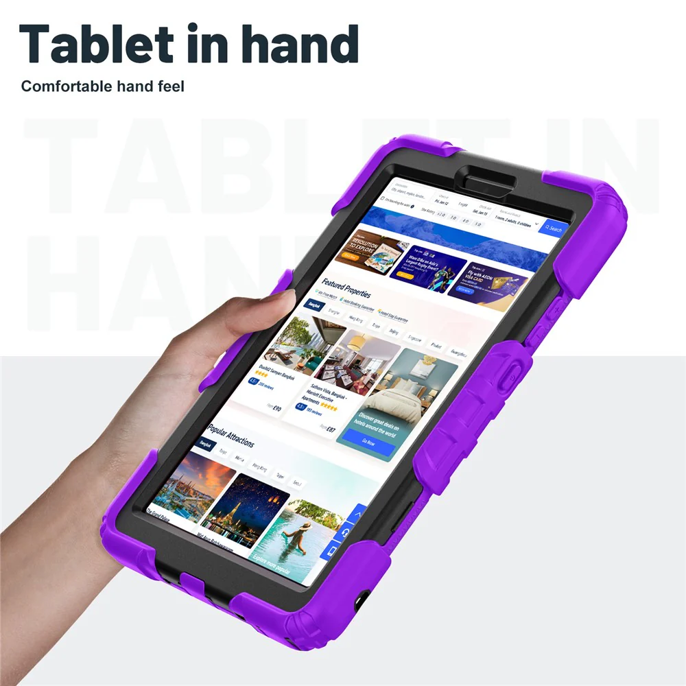 For Lenovo Tab K9 Case Kickstand PC + Silicone Shockproof Tablet Cover - Purple - Image 4