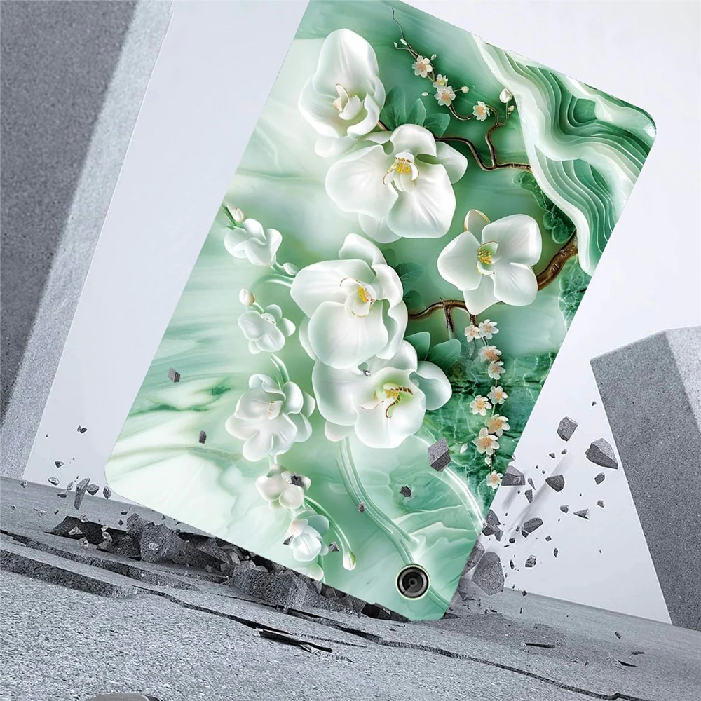 For Lenovo Tab K9 Case Pattern Printing Slim Soft TPU Tablet Cover - Jade Flower - Image 4