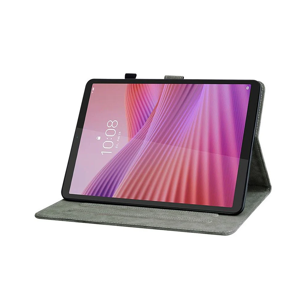 For Lenovo Tab K9 Case Tiger Imprint Anti-Scratch PU Leather Tablet Cover - Black - Image 3