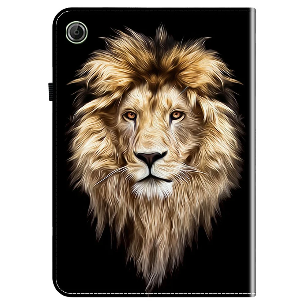 For Lenovo Tab K9 Leather Case Pattern Printed Stand Tablet Cover with Card Slots - Lion Head - Image 6
