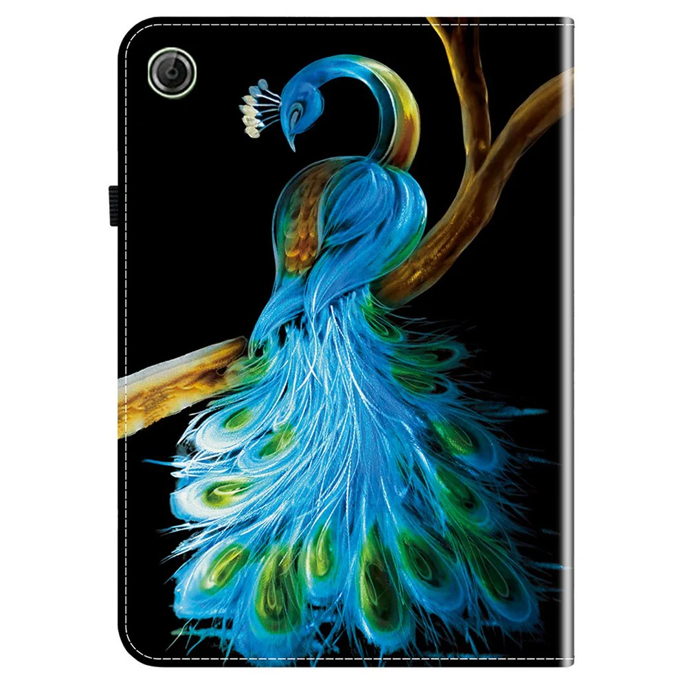 For Lenovo Tab K9 Leather Case Pattern Printed Stand Tablet Cover with Card Slots - Peacock - Image 6