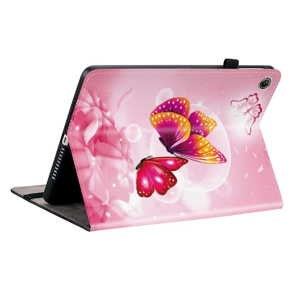 For Lenovo Tab K9 Leather Case Pattern Printed Stand Tablet Cover with Card Slots - Pink Butterfly - Image 4