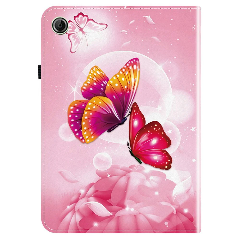 For Lenovo Tab K9 Leather Case Pattern Printed Stand Tablet Cover with Card Slots - Pink Butterfly - Image 6