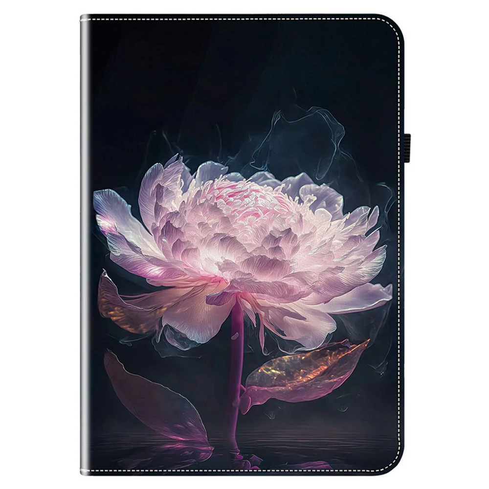 For Lenovo Tab K9 Leather Case Pattern Printed Stand Tablet Cover with Card Slots - Purple Peony - Image 5