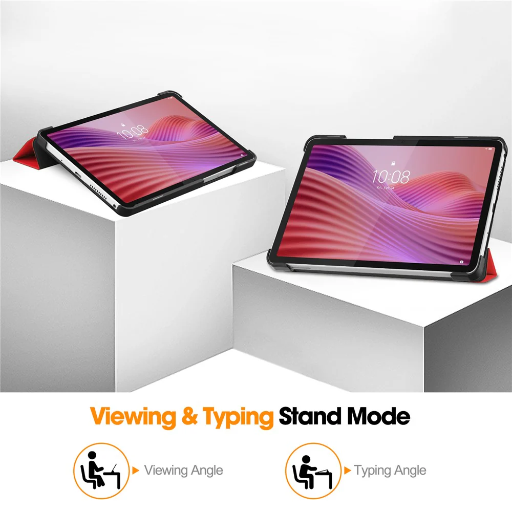 For Lenovo Tab K9 / Tab One Case Anti-Drop Leather Stand Tablet Cover - Red - Image 3