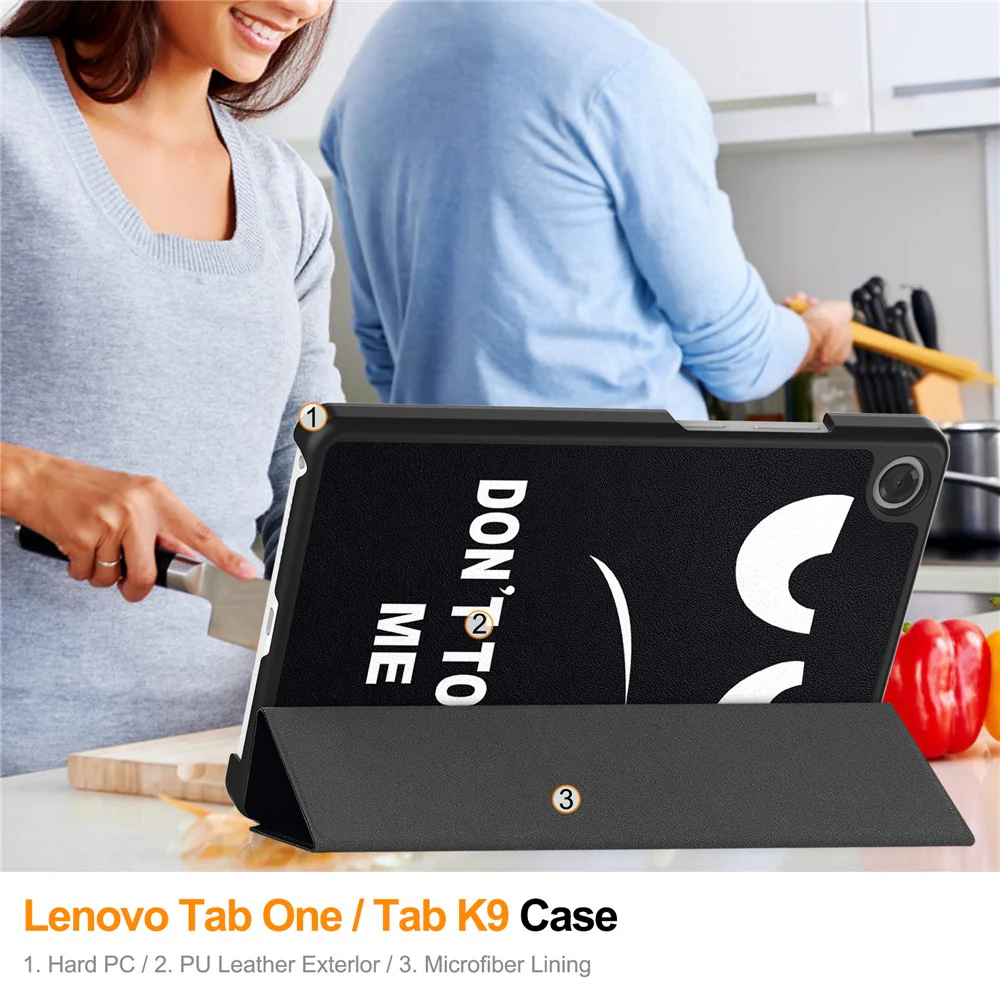 For Lenovo Tab K9 / Tab One Case Pattern Print Leather Stand Tablet Cover - Don't Touch Me - Image 6