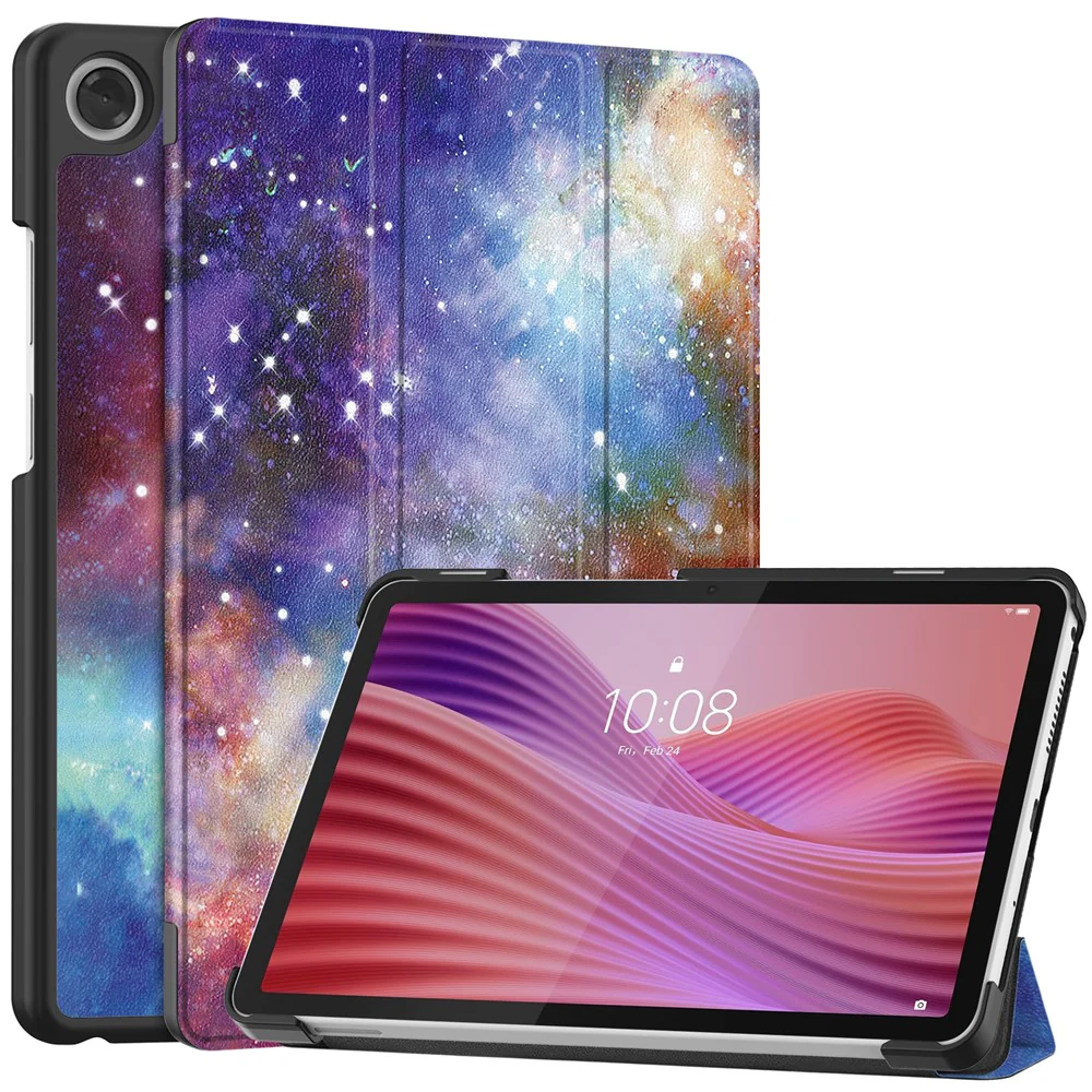 For Lenovo Tab K9 / Tab One Case Pattern Print Leather Stand Tablet Cover - Galaxy