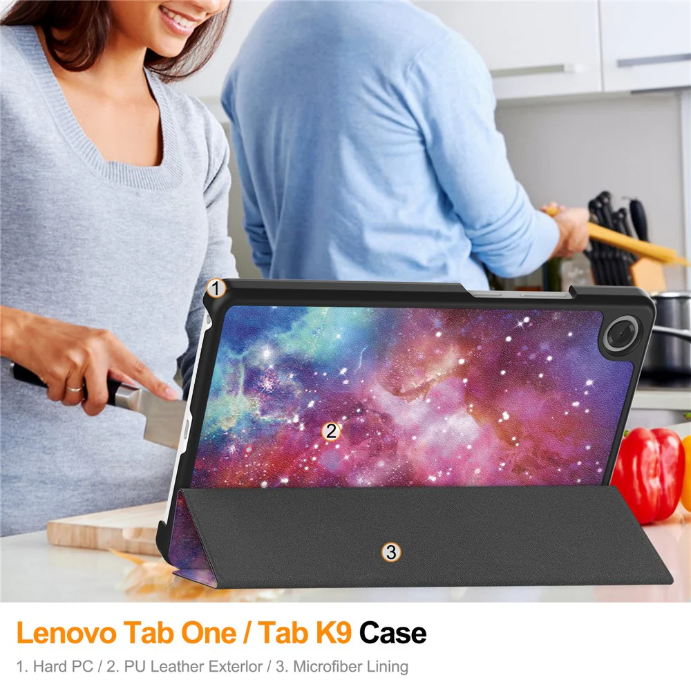 For Lenovo Tab K9 / Tab One Case Pattern Print Leather Stand Tablet Cover - Galaxy - Image 6