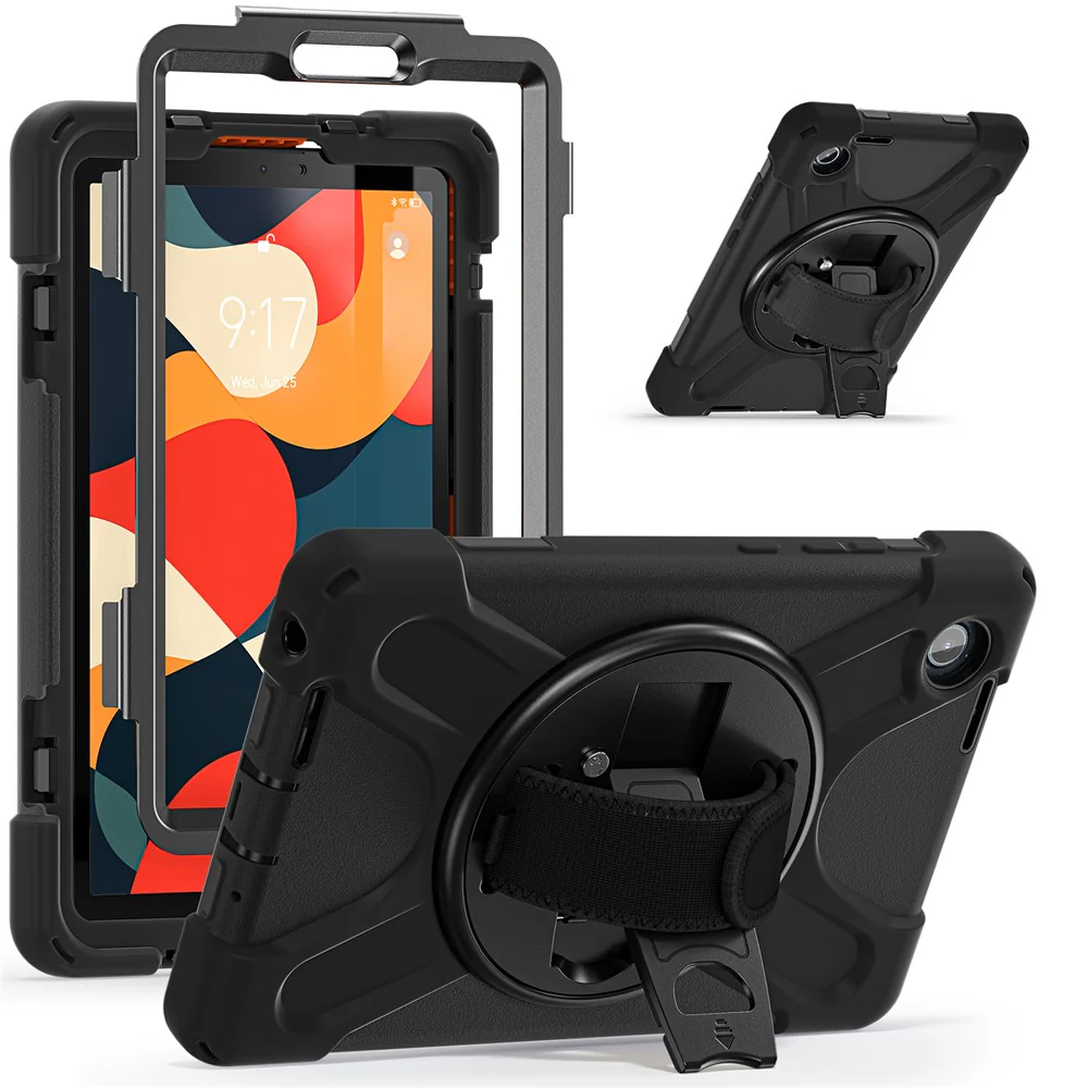 For Lenovo Tab K9 / Tab One Case TPU + PC + Silicone Kickstand Anti Drop Tablet Cover - Black - Image 2