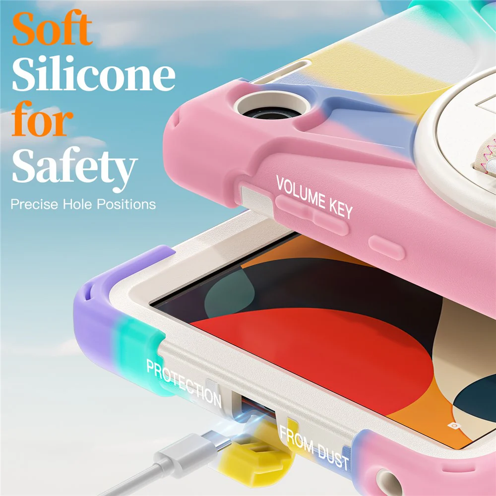 For Lenovo Tab K9 / Tab One Case TPU + PC + Silicone Kickstand Anti Drop Tablet Cover - Colorful Pink - Image 7
