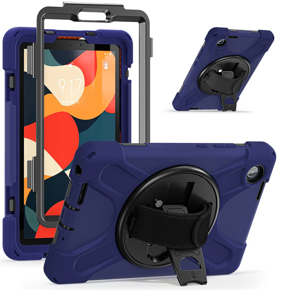 For Lenovo Tab K9 / Tab One Case TPU + PC + Silicone Kickstand Anti Drop Tablet Cover - Navy Blue - Image 2