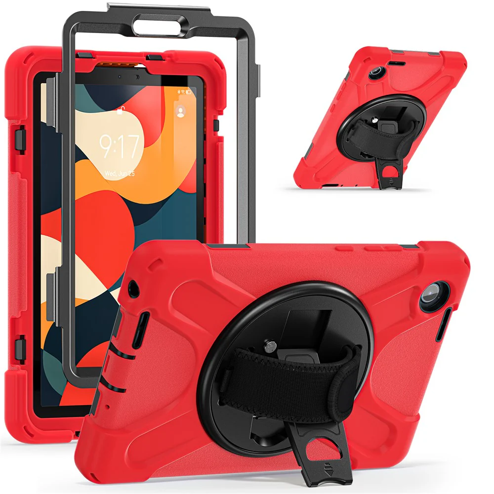 For Lenovo Tab K9 / Tab One Case TPU + PC + Silicone Kickstand Anti Drop Tablet Cover - Red - Image 2