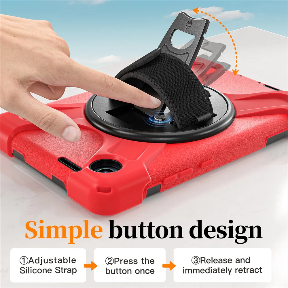For Lenovo Tab K9 / Tab One Case TPU + PC + Silicone Kickstand Anti Drop Tablet Cover - Red - Image 3
