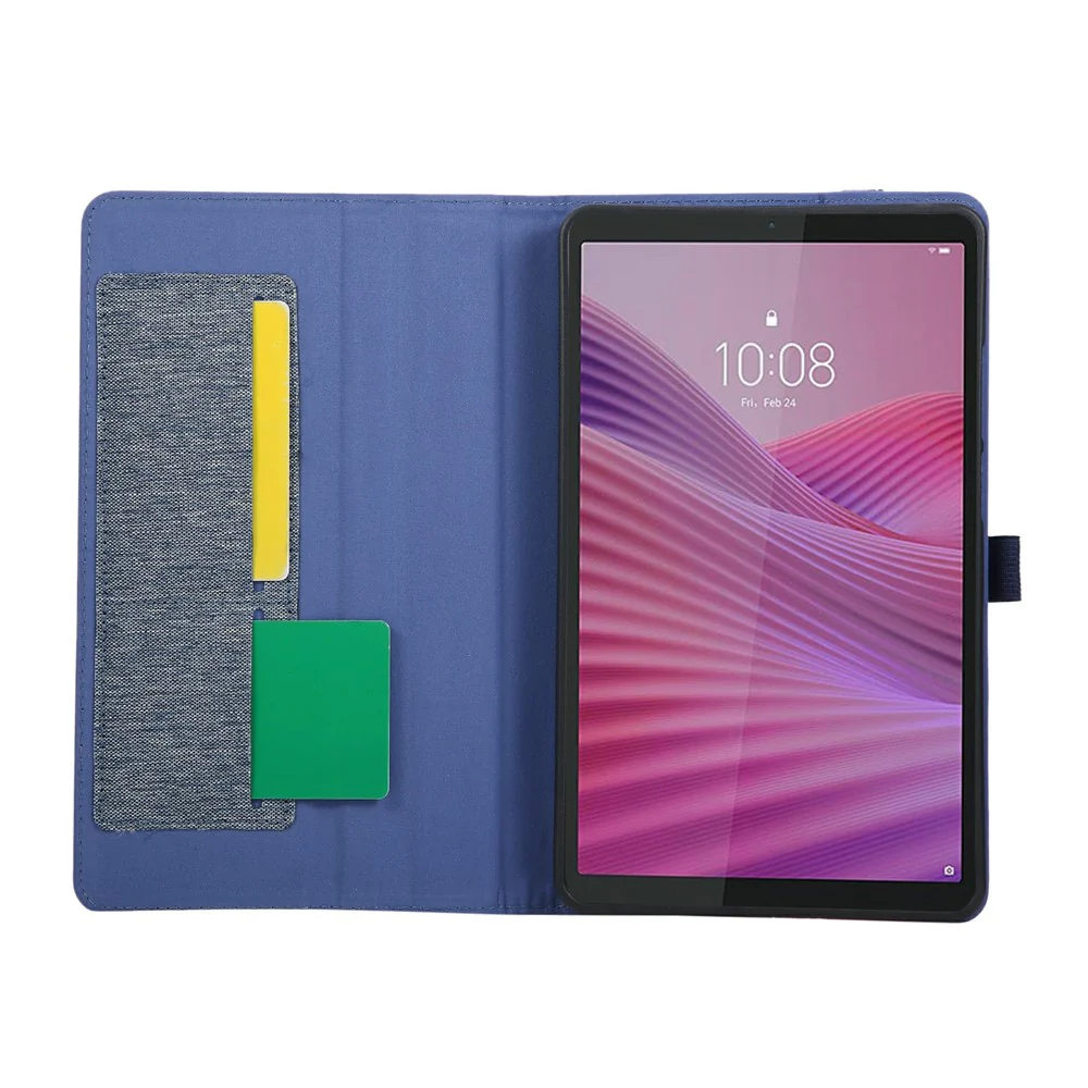 For Lenovo Tab K9 / Tab One Case with Stand Card Holder Cloth Texture Leather Tablet Cover - Blue - Image 2