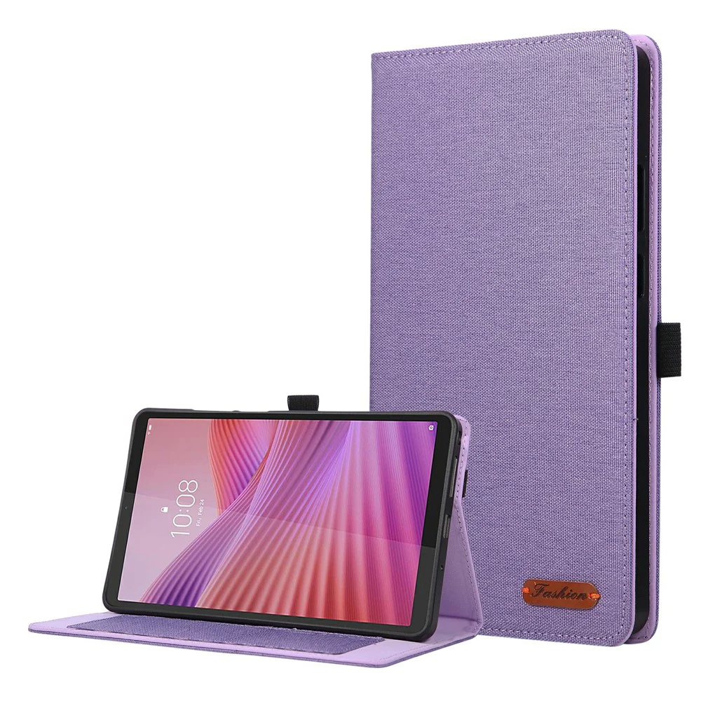 For Lenovo Tab K9 / Tab One Case with Stand Card Holder Cloth Texture Leather Tablet Cover - Purple