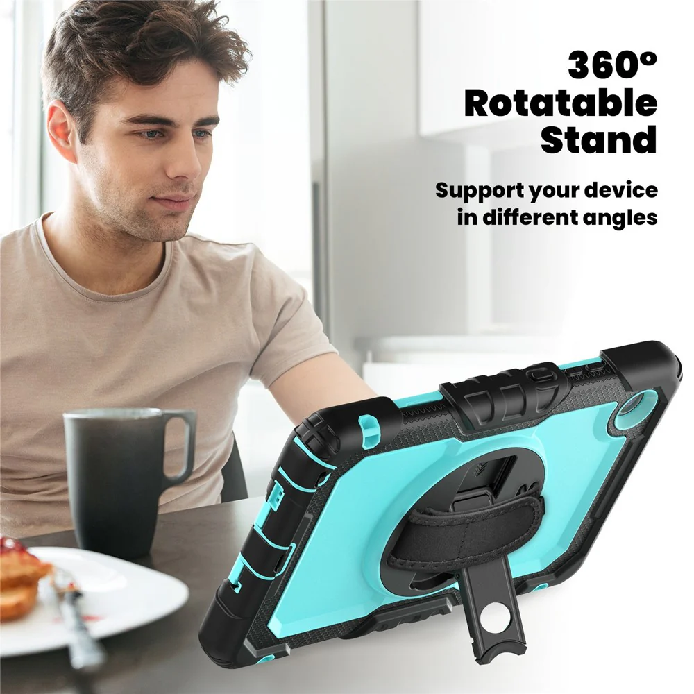 For Lenovo Tab K9 TB305FU Case PC + Silicone Tablet Cover with PET Film and Shoulder Strap - Black / Baby Blue - Image 5
