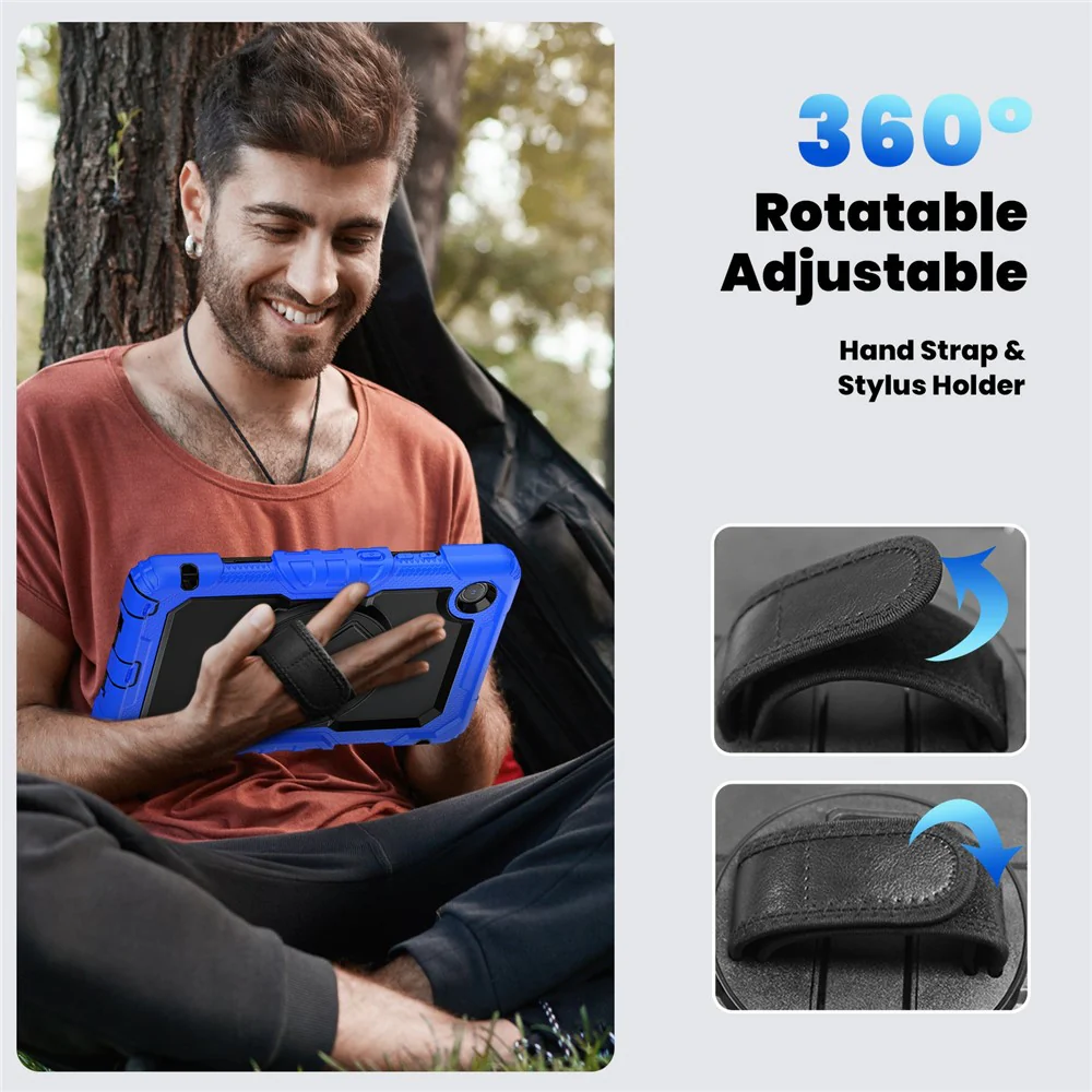For Lenovo Tab K9 TB305FU Case PC + Silicone Tablet Cover with PET Film and Shoulder Strap - Dark Blue - Image 7