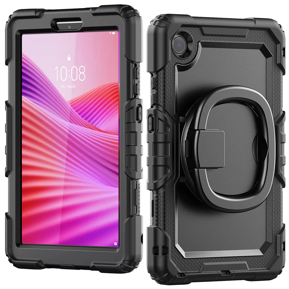 For Lenovo Tab K9 TB305FU Case Ring Kickstand PC + Silicone Shockproof Tablet Cover - Black - Image 2