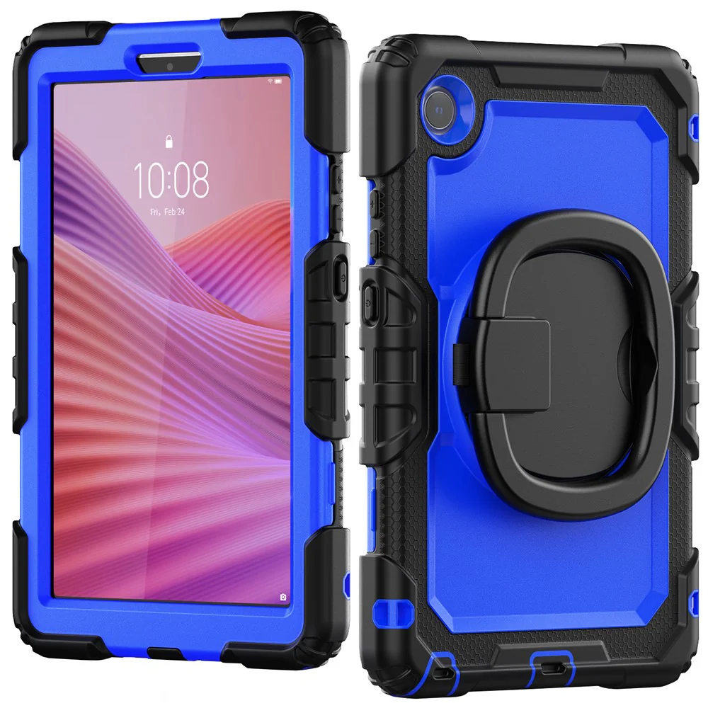 For Lenovo Tab K9 TB305FU Case Ring Kickstand PC + Silicone Shockproof Tablet Cover - Black / Dark Blue - Image 2