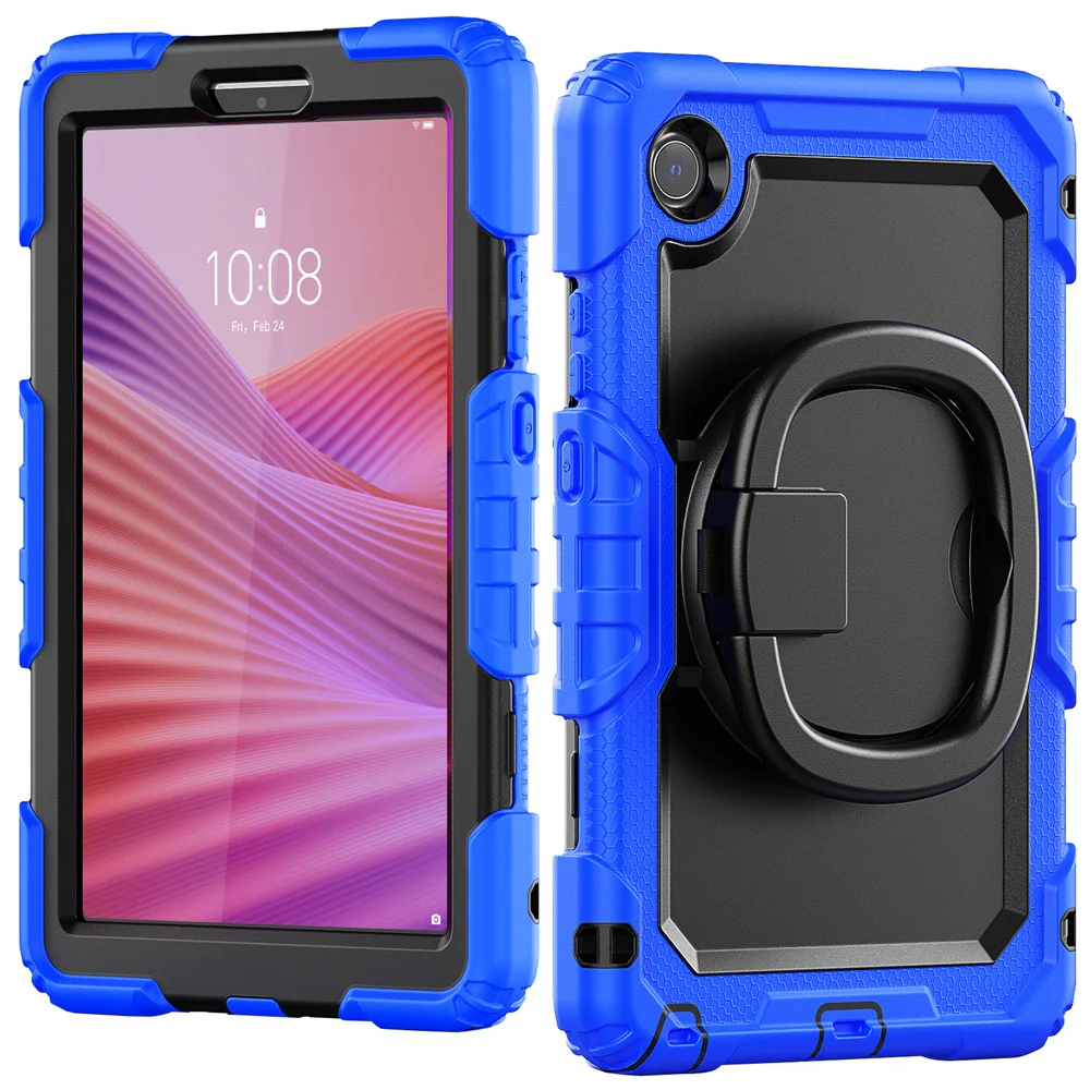 For Lenovo Tab K9 TB305FU Case Ring Kickstand PC + Silicone Shockproof Tablet Cover - Dark Blue - Image 2