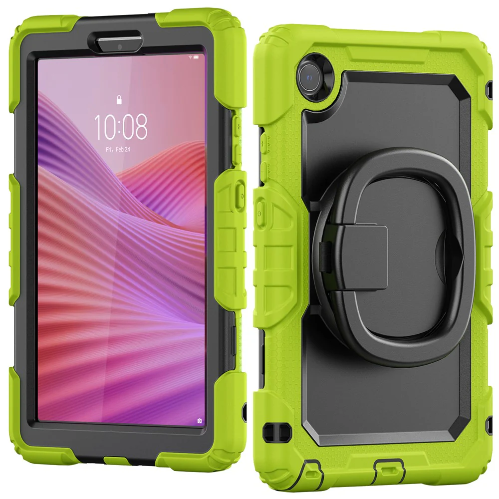 For Lenovo Tab K9 TB305FU Case Ring Kickstand PC + Silicone Shockproof Tablet Cover - Yellowgreen - Image 2