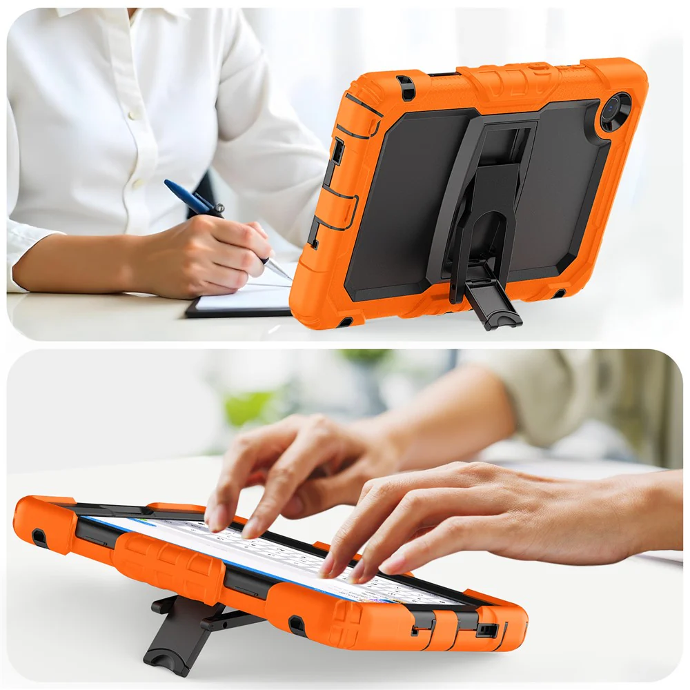 For Lenovo Tab K9 TB305FU Case with Shoulder Strap Kickstand PC + Silicone Shockproof Tablet Cover - Orange - Image 7