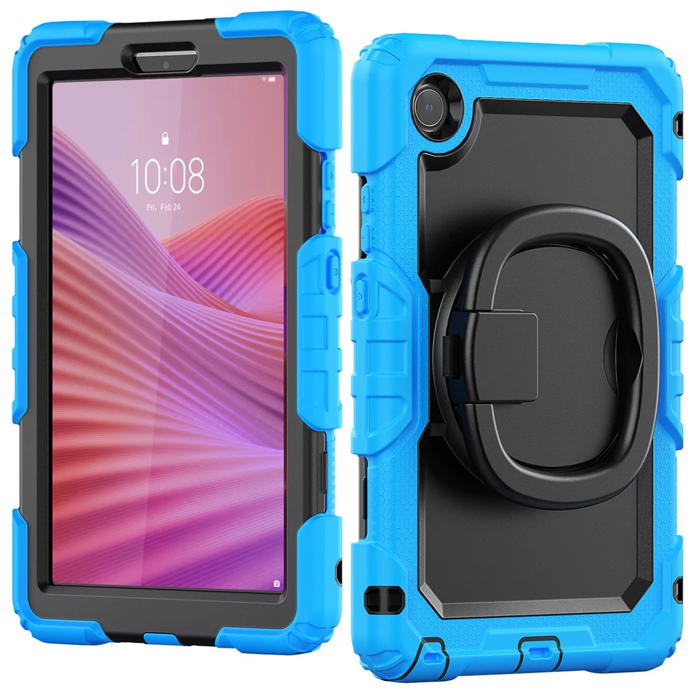 For Lenovo Tab K9 TB305FU Kickstand Case PC + Silicone Tablet Cover with Shoulder Strap - Baby Blue - Image 2