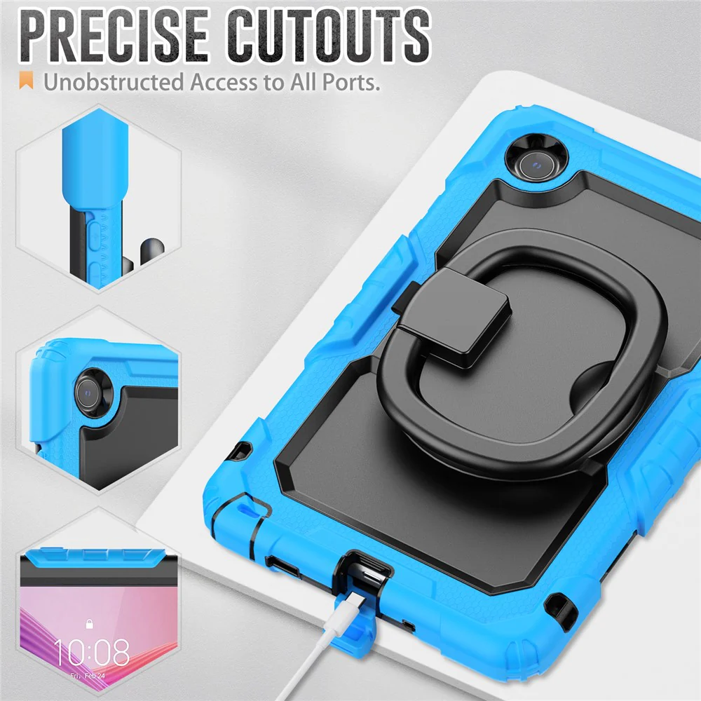 For Lenovo Tab K9 TB305FU Kickstand Case PC + Silicone Tablet Cover with Shoulder Strap - Baby Blue - Image 8