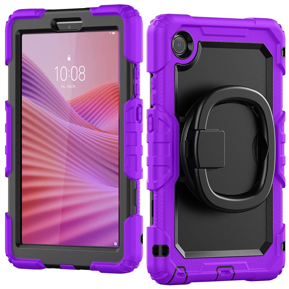 For Lenovo Tab K9 TB305FU Kickstand Case PC + Silicone Tablet Cover with Shoulder Strap - Purple - Image 2