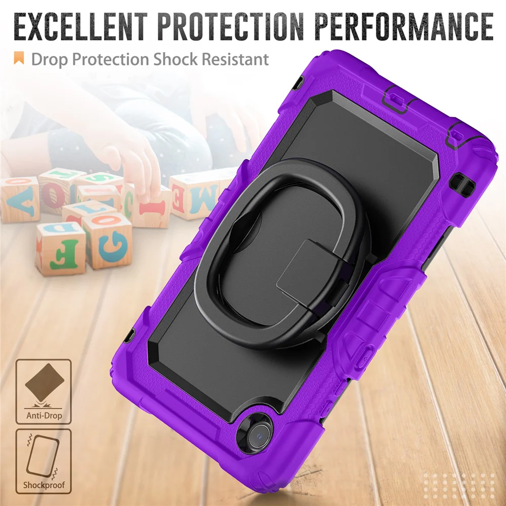 For Lenovo Tab K9 TB305FU Kickstand Case PC + Silicone Tablet Cover with Shoulder Strap - Purple - Image 4