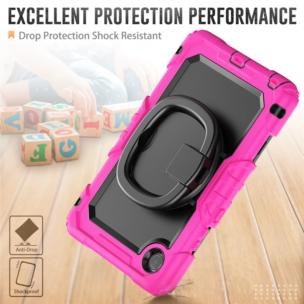 For Lenovo Tab K9 TB305FU Kickstand Case PC + Silicone Tablet Cover with Shoulder Strap - Rose - Image 4