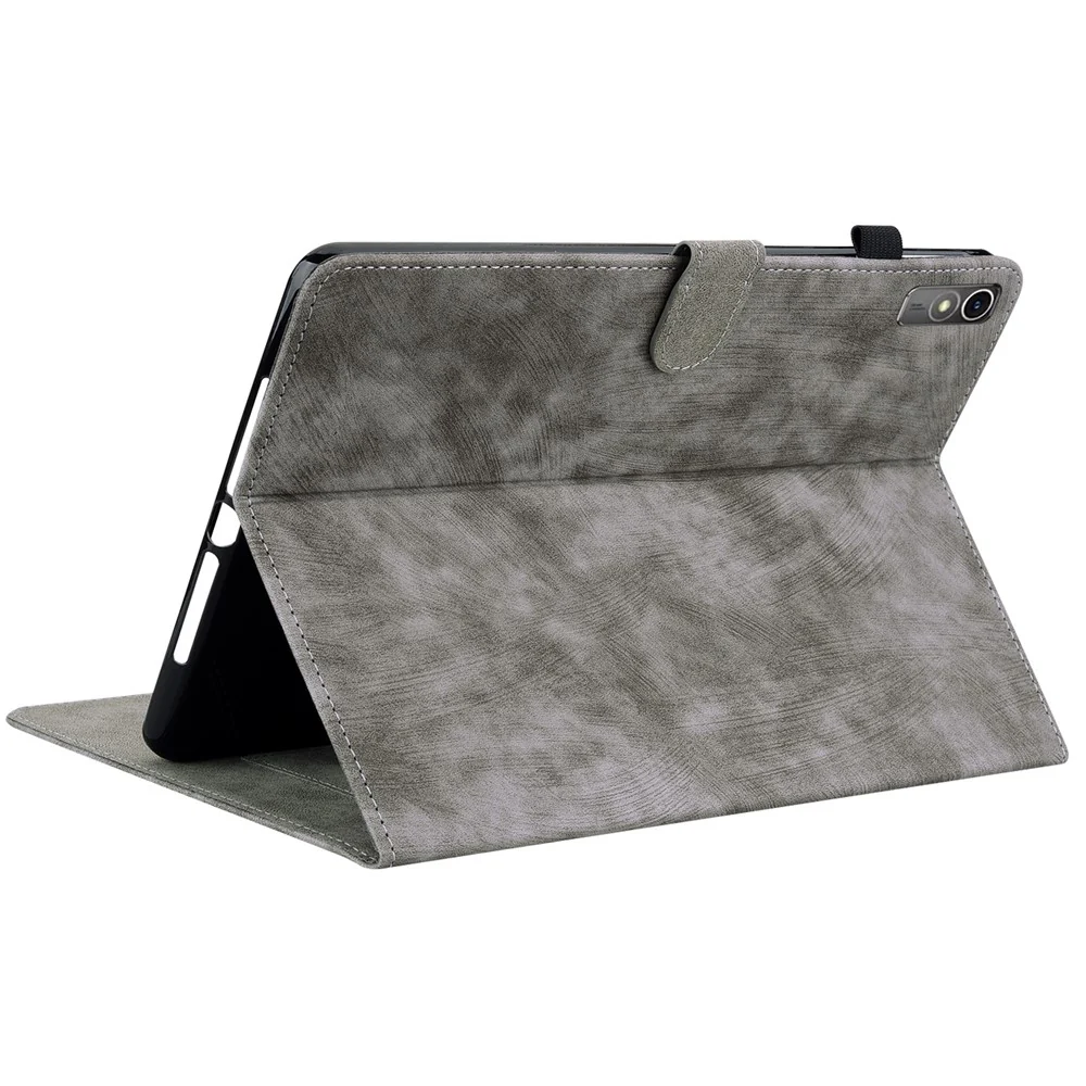For Lenovo Tab M10 5G Anti-drop Case Imprinted PU Leather Card Holder Tablet Cover - Grey - Image 4