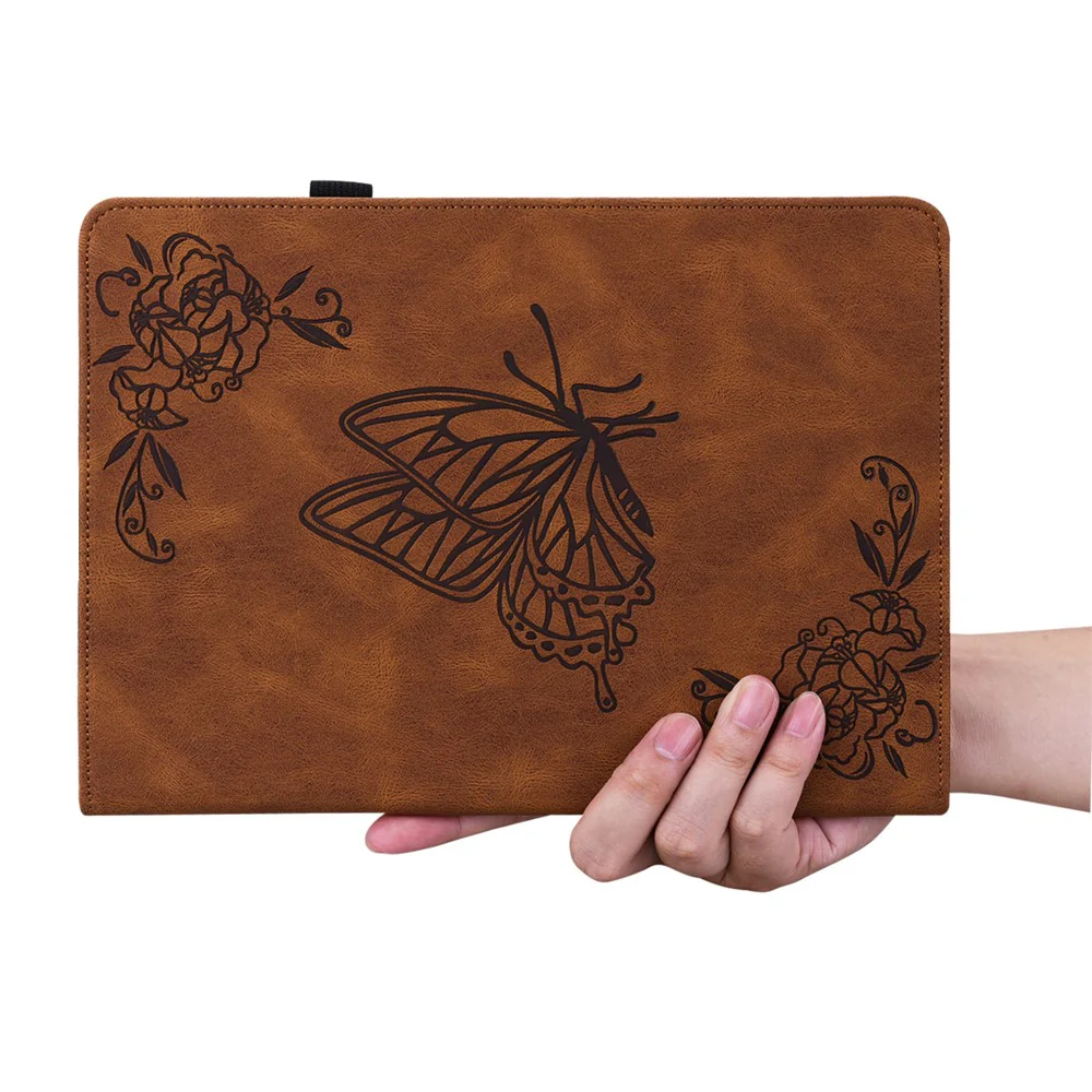 For Lenovo Tab M10 5G PU Leather Case Stand Card Holder Imprinted Tablet Cover - Brown - Image 5