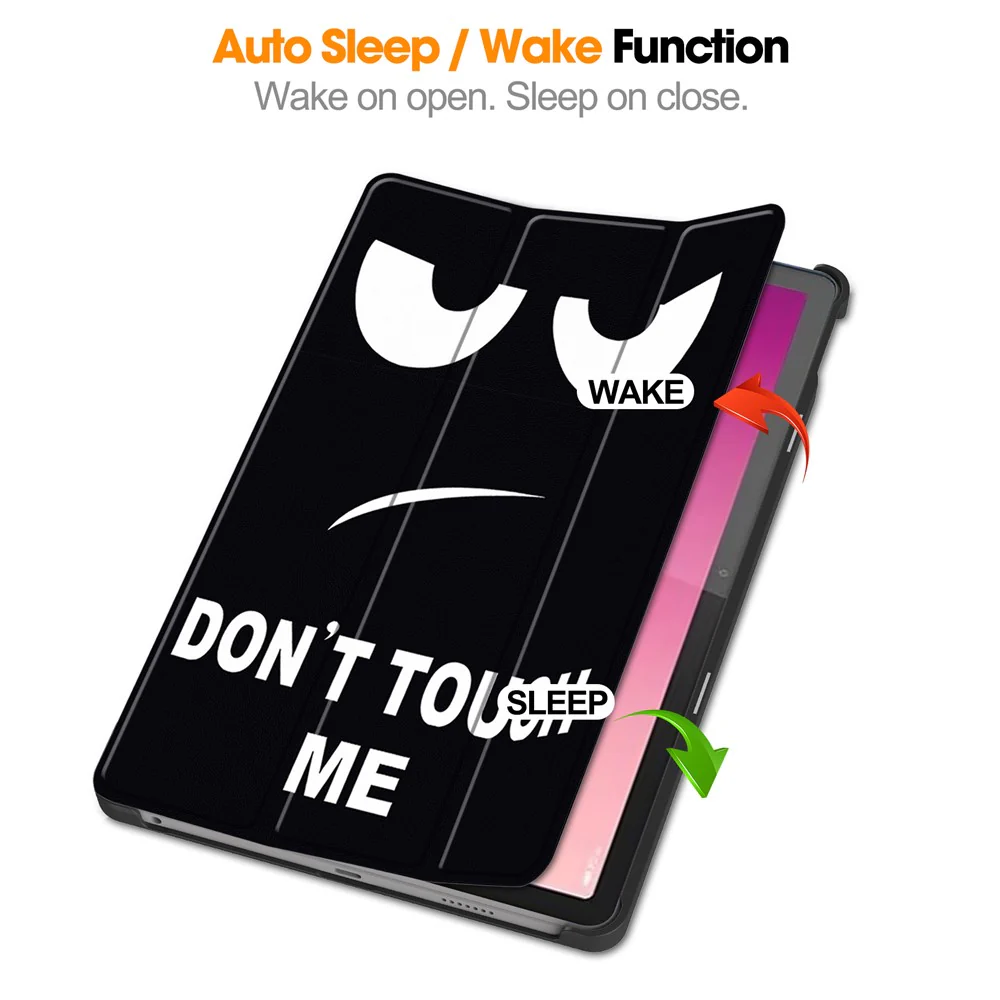 For Lenovo Tab M10 5G PU Leather Trifold Stand Cover Pattern Printing Auto Wake / Sleep Tablet Case - Don't Touch Me - Image 2