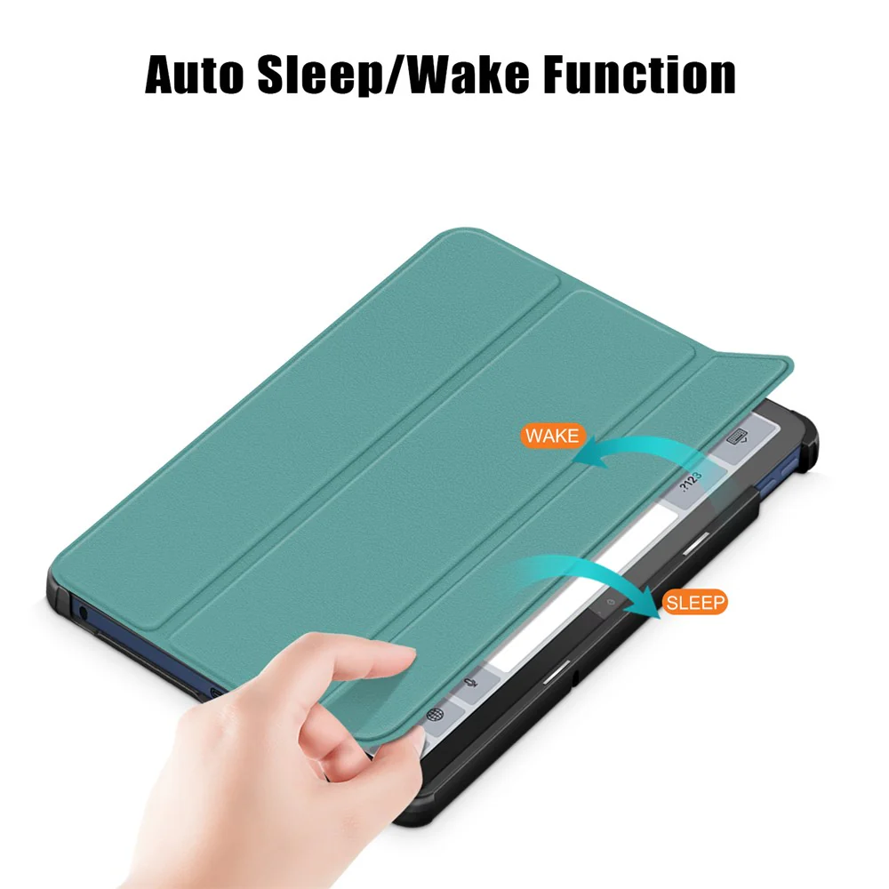 For Lenovo Tab M10 5G TB-360ZU Trifold Stand Smart Case PU Leather Full Body Protective Tablet Cover - Blackish Green - Image 4