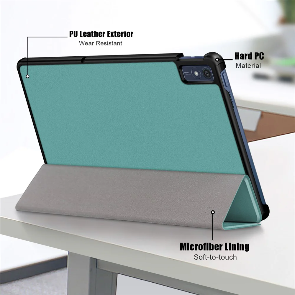For Lenovo Tab M10 5G TB-360ZU Trifold Stand Smart Case PU Leather Full Body Protective Tablet Cover - Blackish Green - Image 6