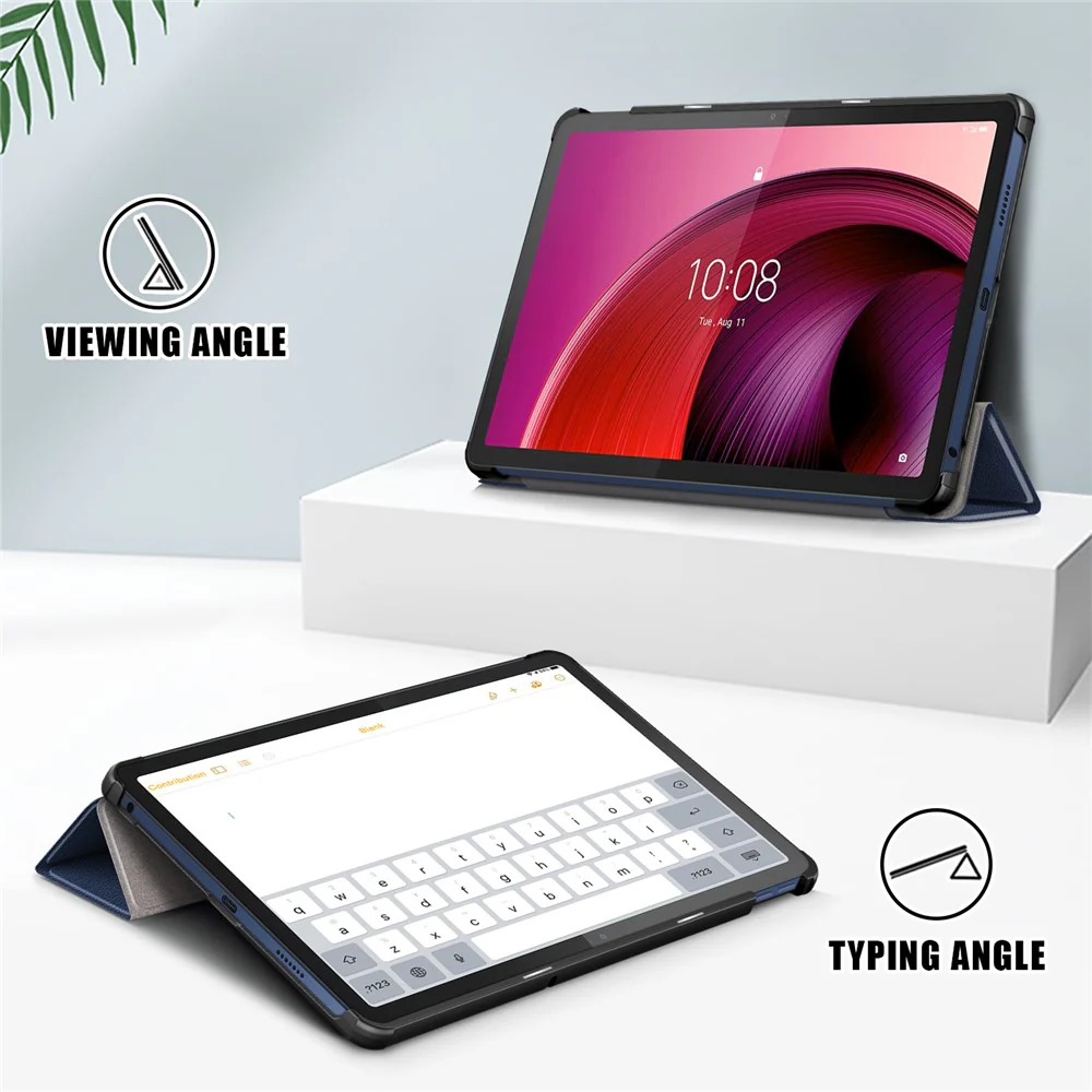 For Lenovo Tab M10 5G TB-360ZU Trifold Stand Smart Case PU Leather Full Body Protective Tablet Cover - Dark Blue - Image 3