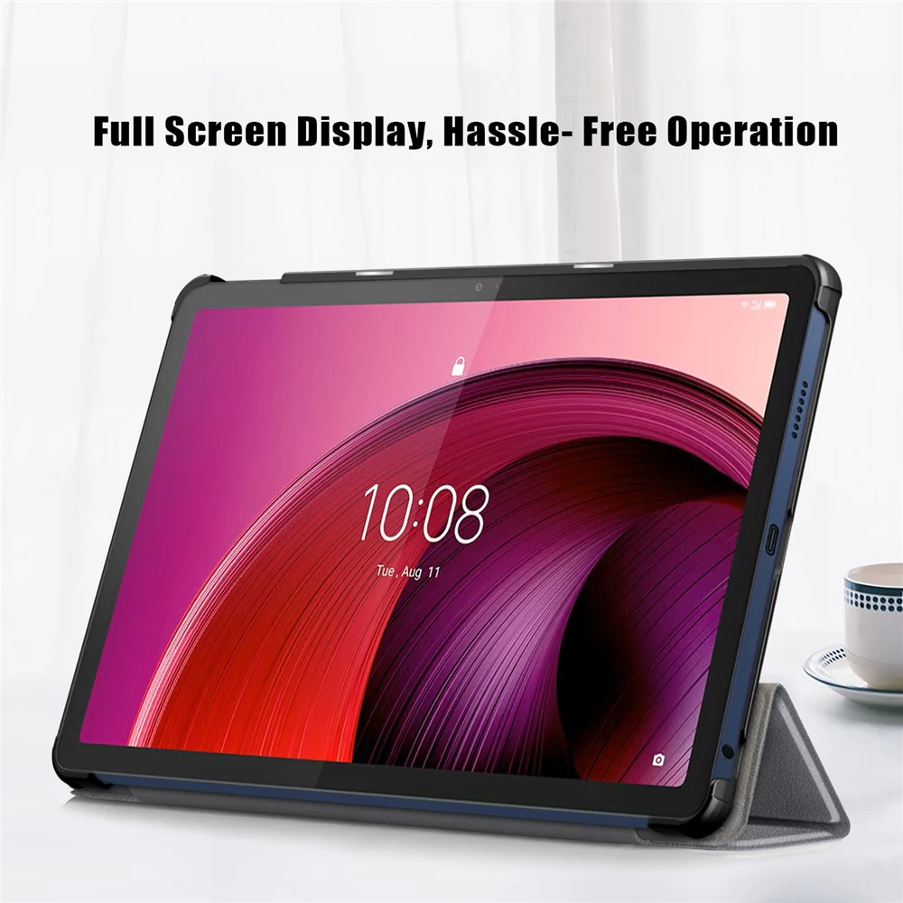 For Lenovo Tab M10 5G TB-360ZU Trifold Stand Smart Case PU Leather Full Body Protective Tablet Cover - Grey - Image 5