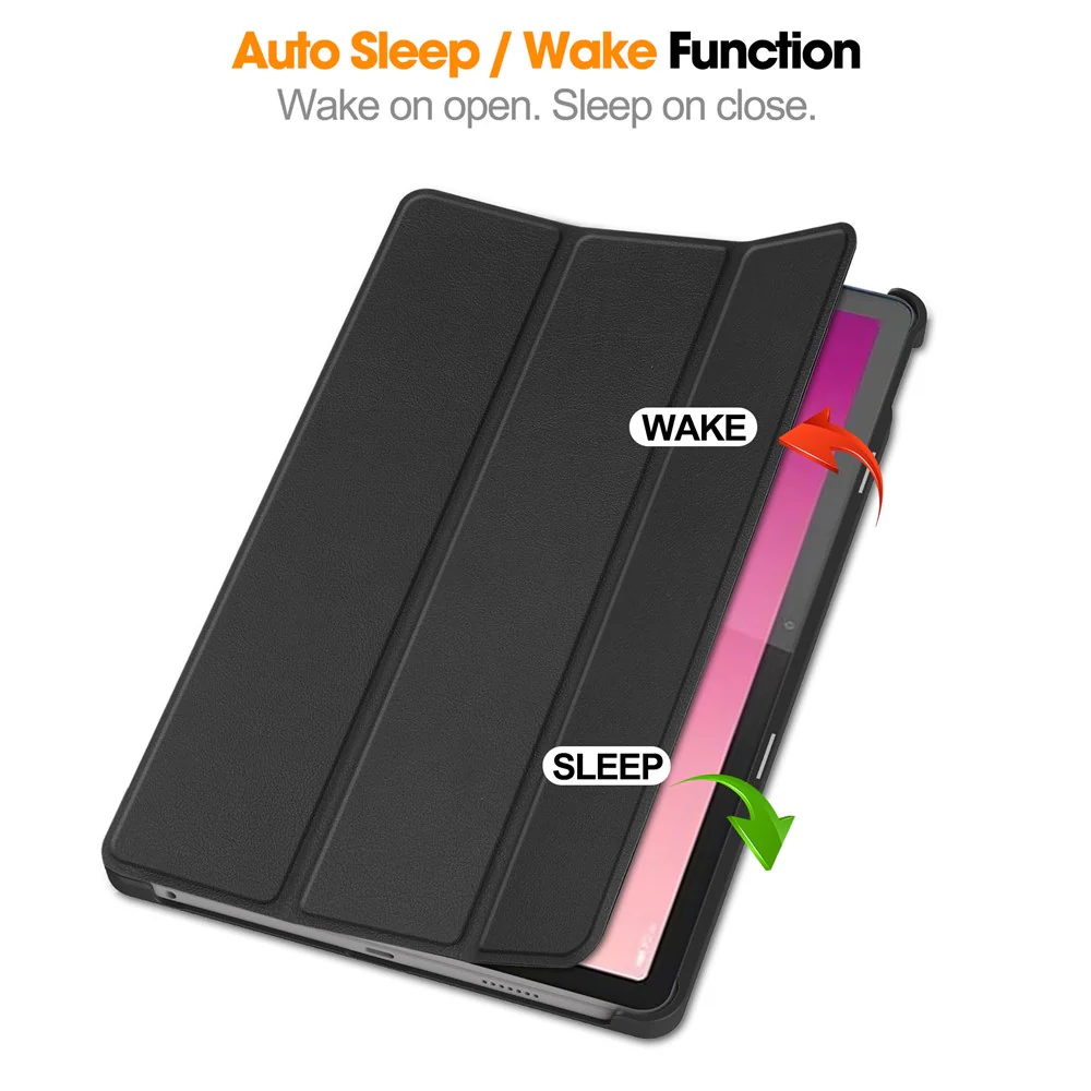 For Lenovo Tab M10 5G Tri-fold Stand Smart Cover PU Leather Auto Wake / Sleep Tablet Case - Black - Image 3