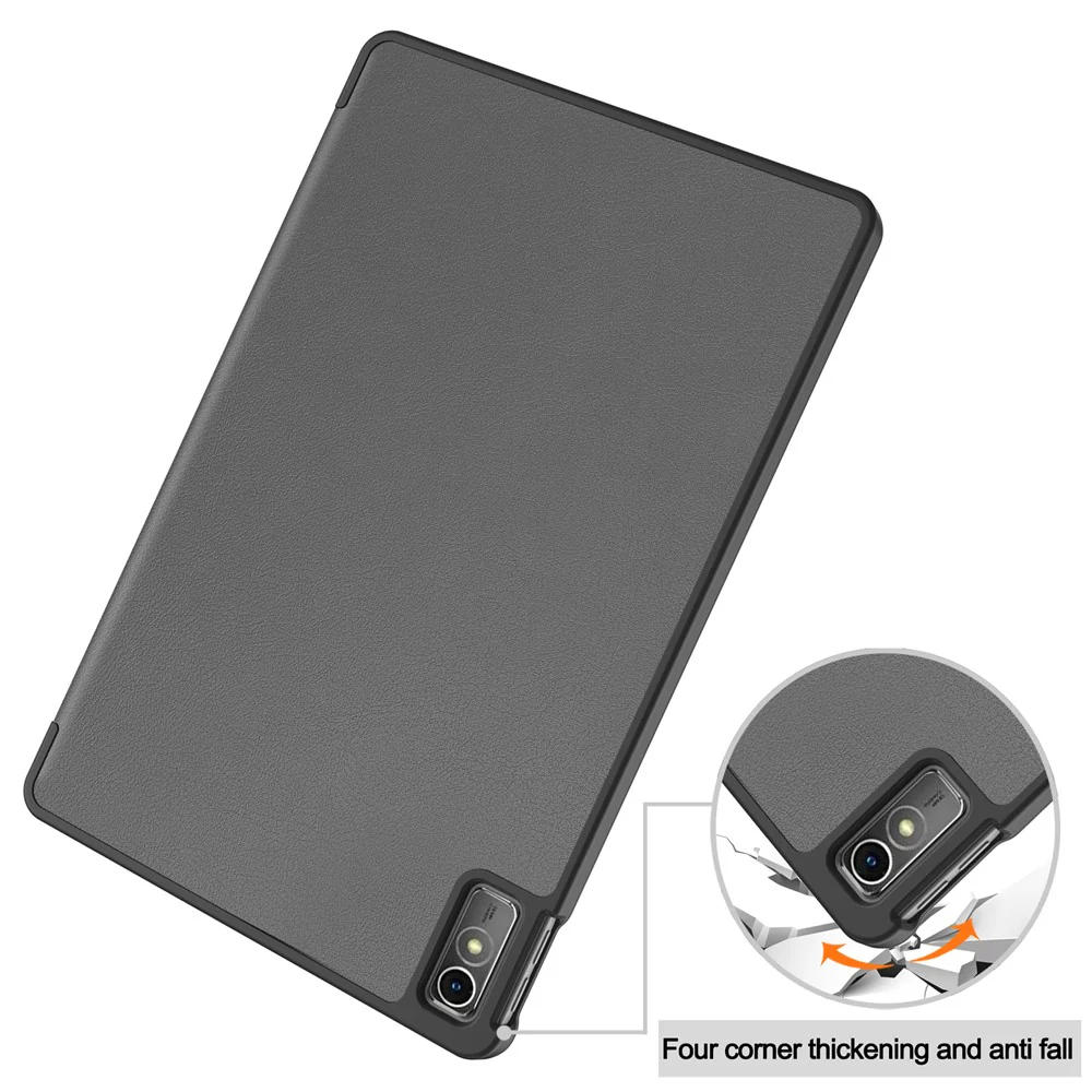 For Lenovo Tab M10 5G Tri-fold Stand Smart Cover PU Leather Auto Wake / Sleep Tablet Case - Grey - Image 7