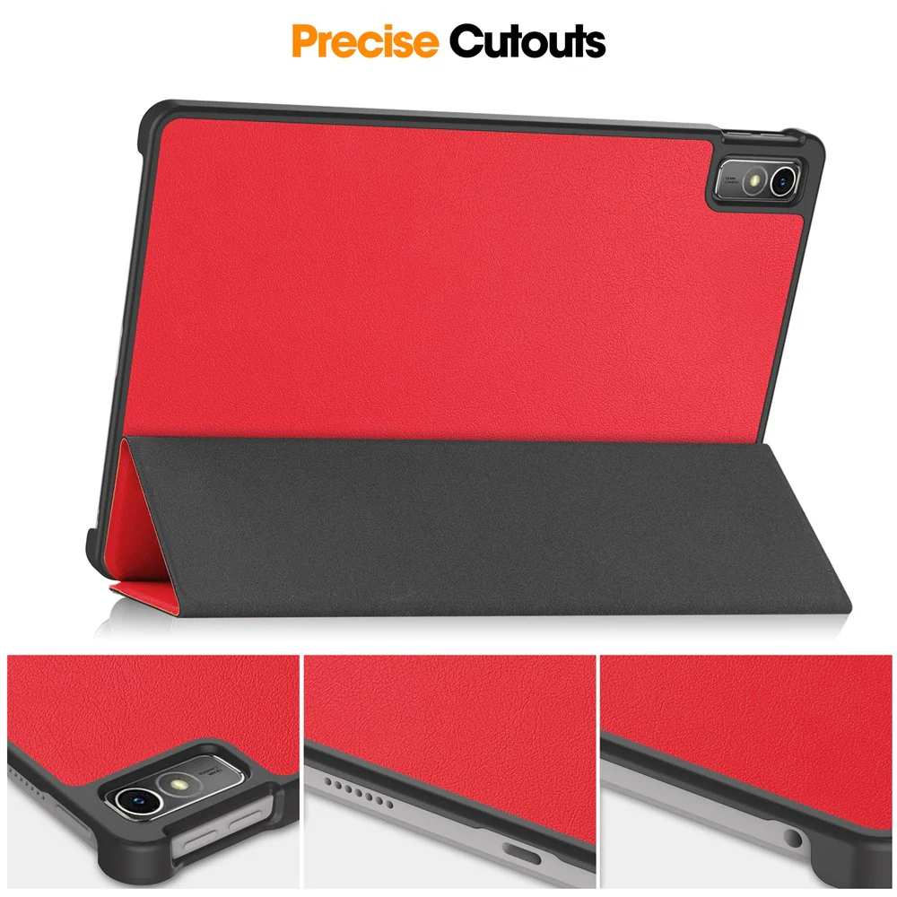 For Lenovo Tab M10 5G Tri-fold Stand Smart Cover PU Leather Auto Wake / Sleep Tablet Case - Red - Image 6