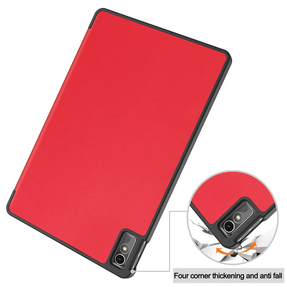 For Lenovo Tab M10 5G Tri-fold Stand Smart Cover PU Leather Auto Wake / Sleep Tablet Case - Red - Image 7