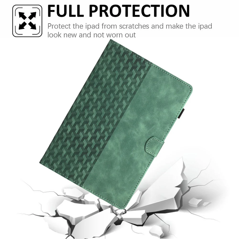 For Lenovo Tab M10 Case Building Block Imprinted Anti-drop Tablet Leather Cover - Green - Image 5