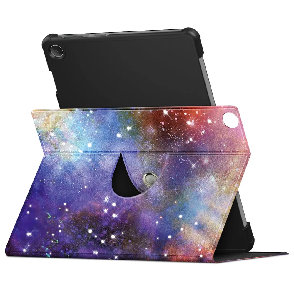 For Lenovo Tab M10 (Gen 3) 10.1 inch 328F 360-degree Rotary Stand Function Pattern Printing PU Leather Tablet Case with Auto Wake/Sleep - Galaxy - Image 8