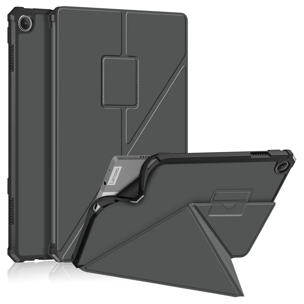 For Lenovo Tab M10 (Gen 3) 10.1 inch 328F Origami Stand Tablet Case PU Leather Anti-scratch Cover with Auto Wake/Sleep - Grey
