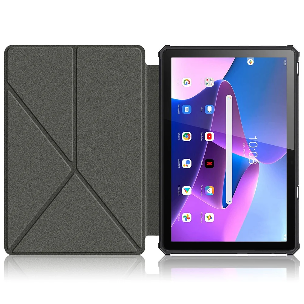 For Lenovo Tab M10 (Gen 3) 10.1 inch 328F Origami Stand Tablet Case PU Leather Anti-scratch Cover with Auto Wake/Sleep - Grey - Image 2