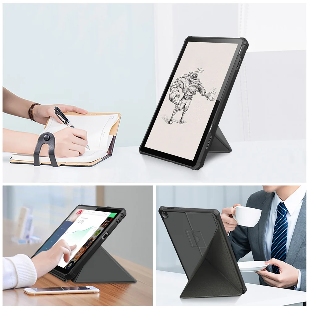 For Lenovo Tab M10 (Gen 3) 10.1 inch 328F Origami Stand Tablet Case PU Leather Anti-scratch Cover with Auto Wake/Sleep - Grey - Image 4