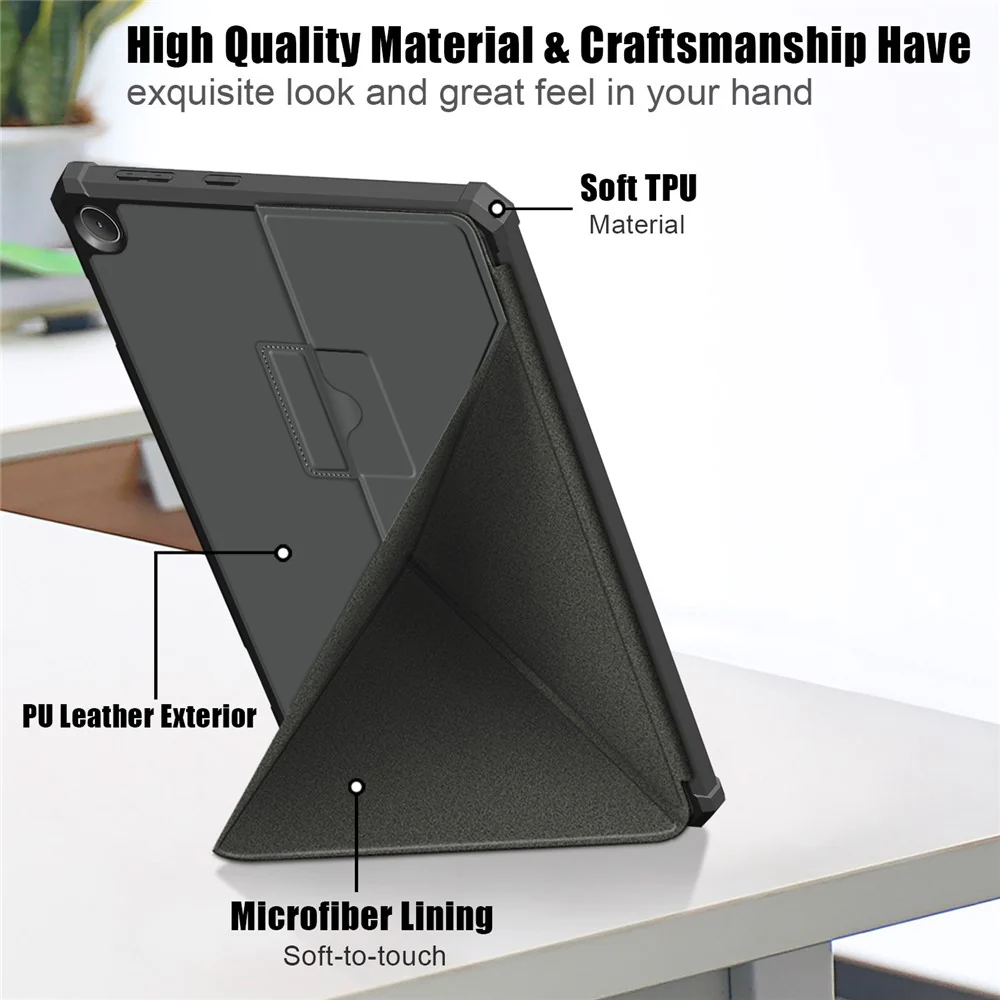 For Lenovo Tab M10 (Gen 3) 10.1 inch 328F Origami Stand Tablet Case PU Leather Anti-scratch Cover with Auto Wake/Sleep - Grey - Image 5